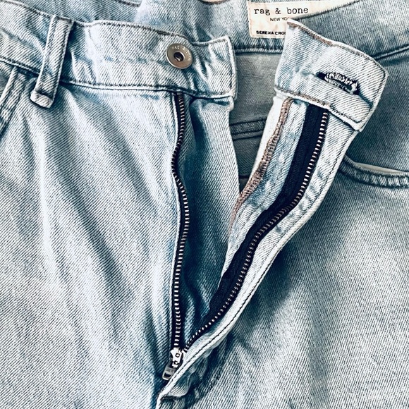 Rag & Bone Serena Wide Leg Crop Raw Hem Jeans Light Blue Wyncote 32 - Picture 5 of 7